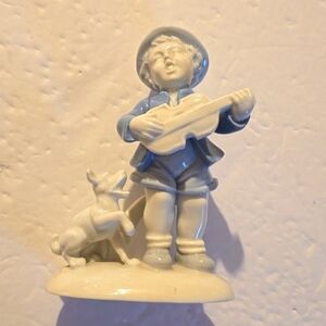 Gerold Porzellan porcelain Boy with guitar and dog figurine Bavaria numbered
